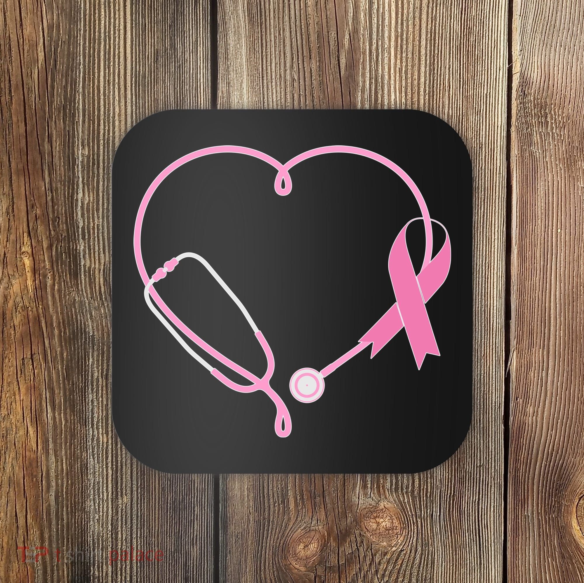 Breast Cancer Awareness Doctor Nurse Stethoscope Coaster