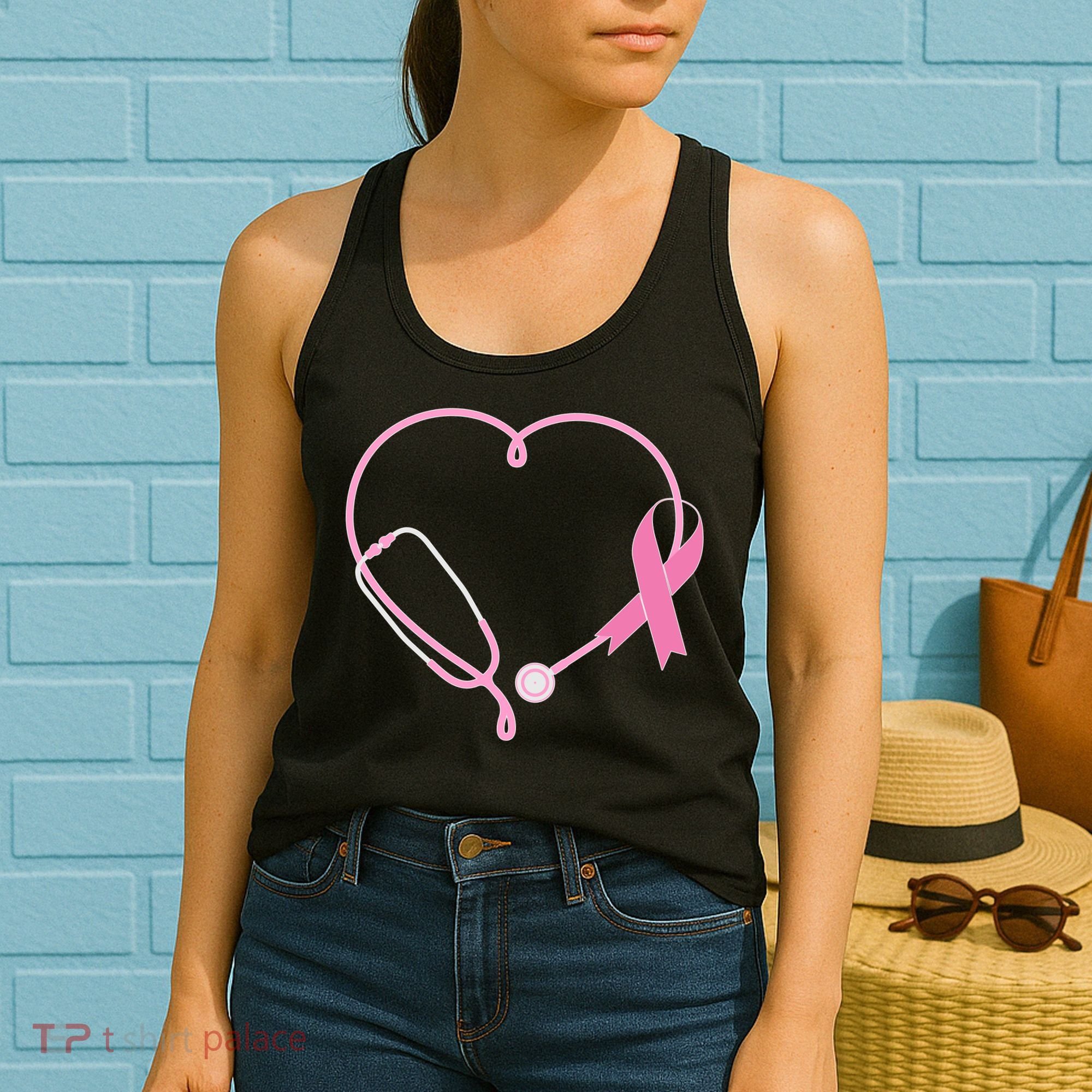 Breast Cancer Awareness Doctor Nurse Stethoscope Women's Tank Top