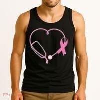 Breast Cancer Awareness Doctor Nurse Stethoscope Tank Top thumb 3