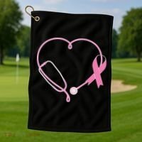 Breast Cancer Awareness Doctor Nurse Stethoscope Golf Towel thumb 1