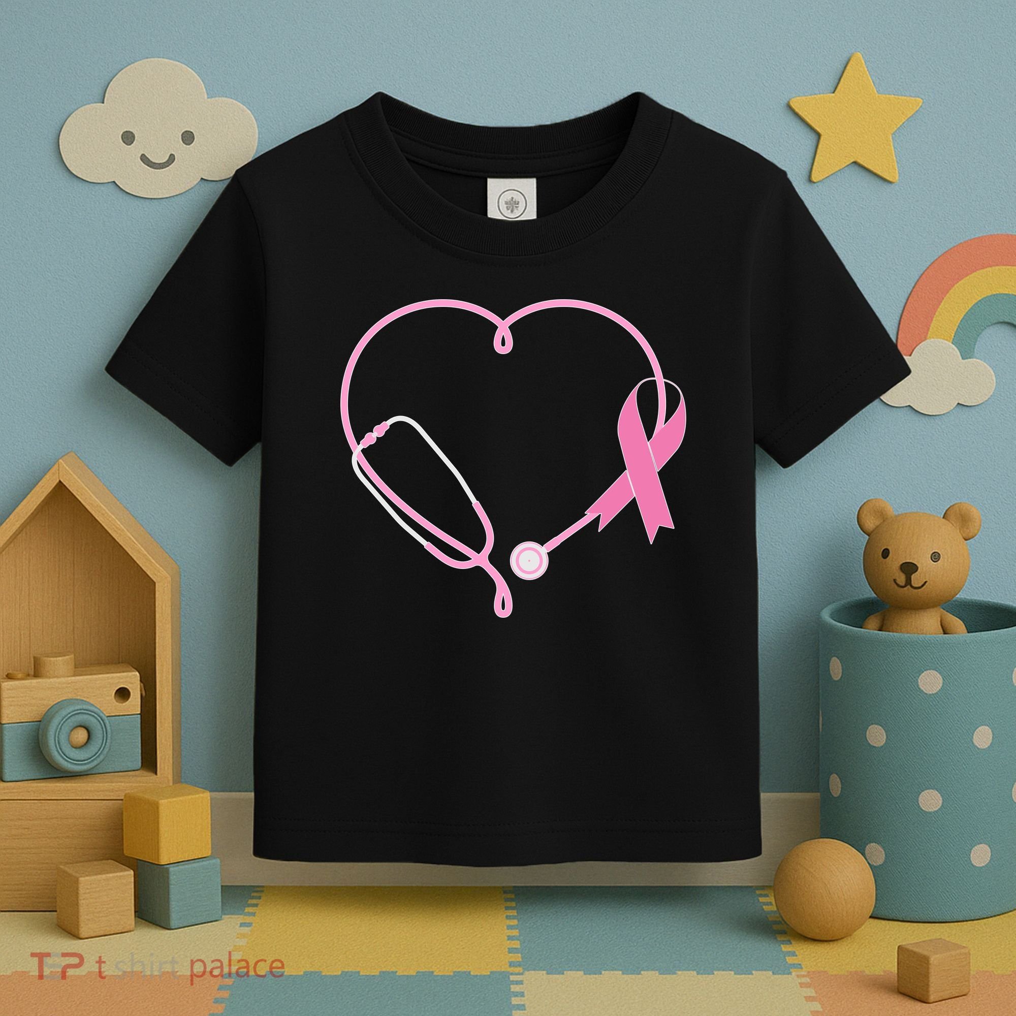 Breast Cancer Awareness Doctor Nurse Stethoscope Toddler T-Shirt