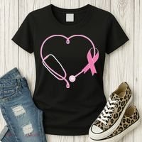 Breast Cancer Awareness Doctor Nurse Stethoscope Women's T-Shirt thumb 3