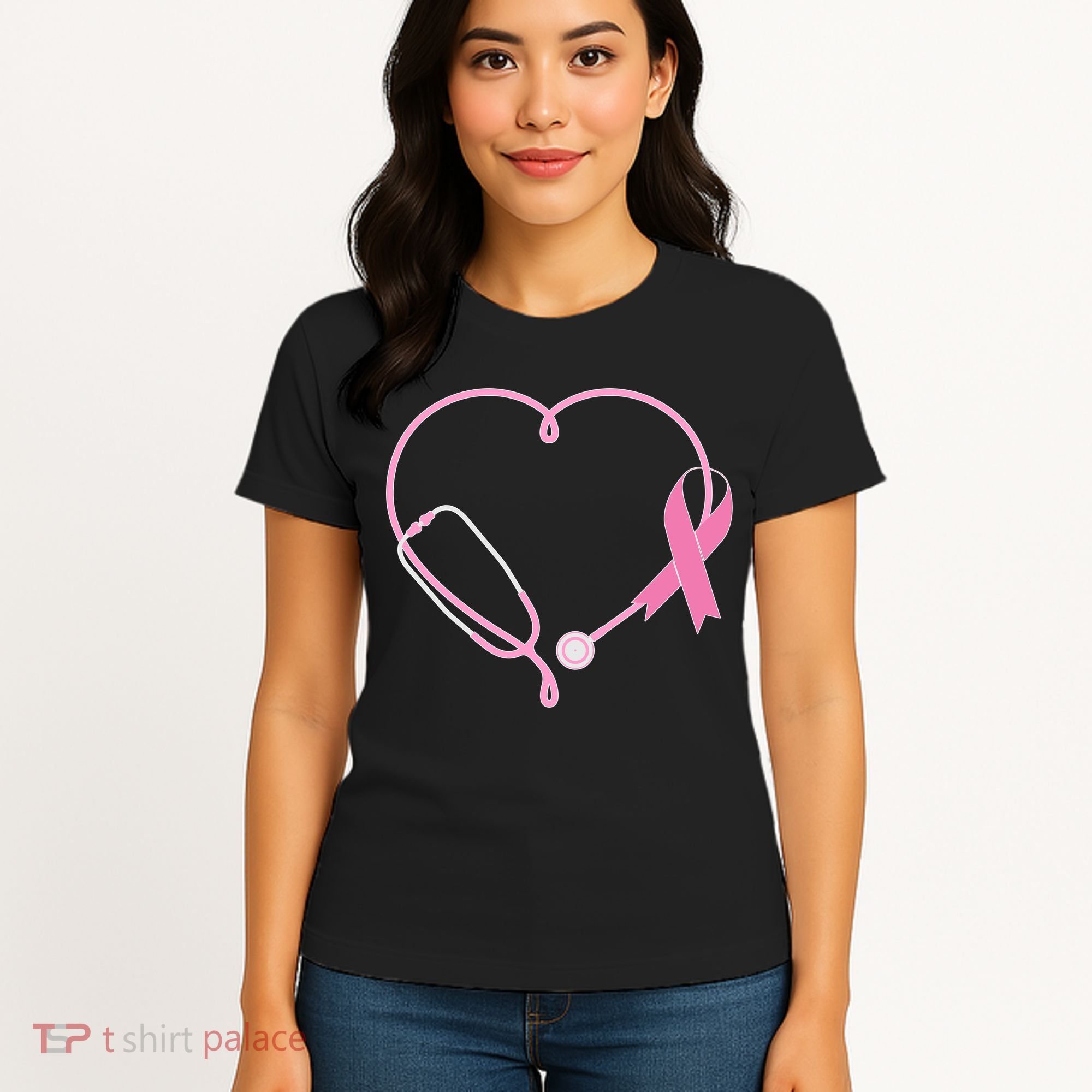 Breast Cancer Awareness Doctor Nurse Stethoscope Women's T-Shirt