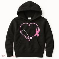 Breast Cancer Awareness Doctor Nurse Stethoscope Kids Hoodie thumb 0