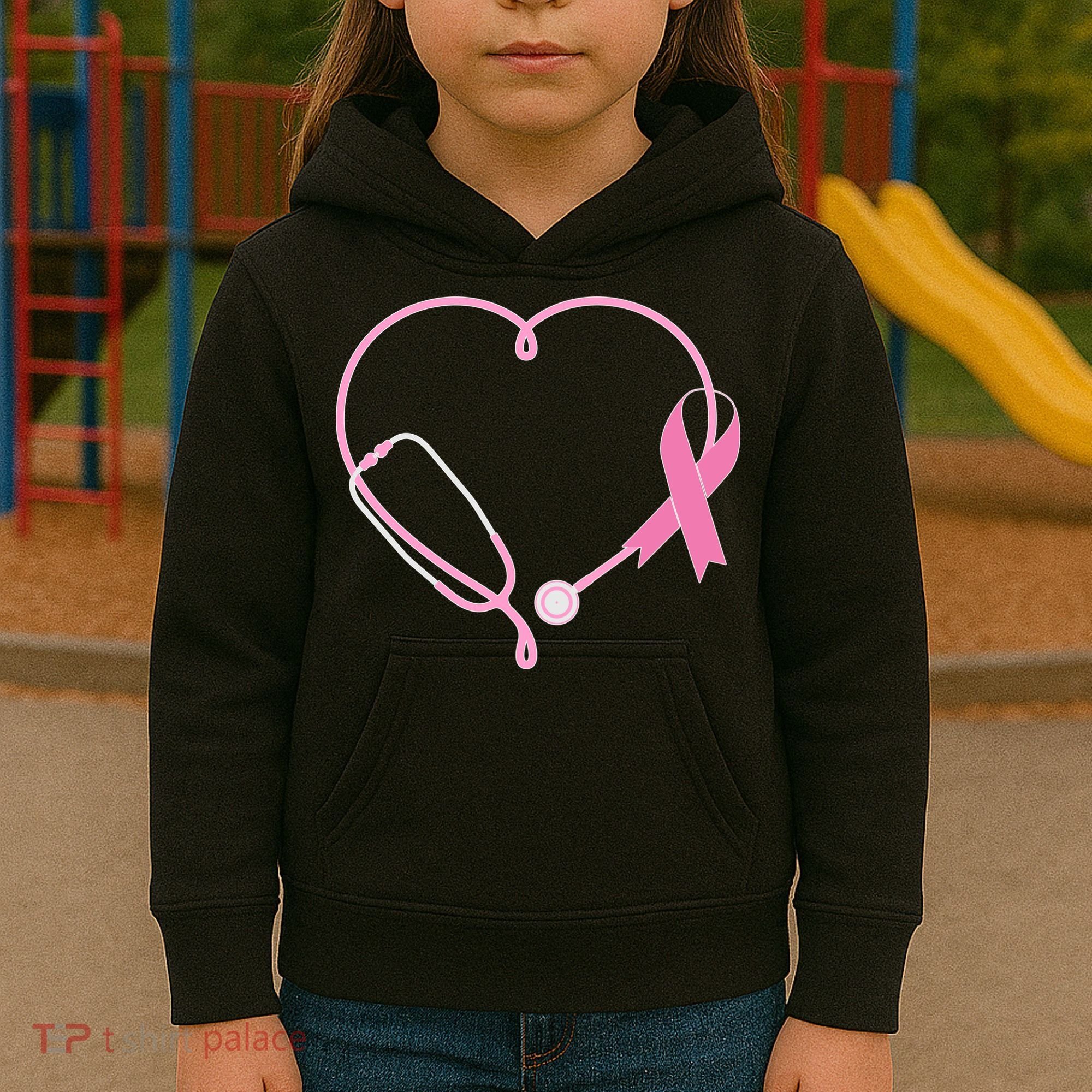 Breast Cancer Awareness Doctor Nurse Stethoscope Kids Hoodie