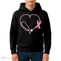 Breast Cancer Awareness Doctor Nurse Stethoscope Kids Hoodie thumb 4
