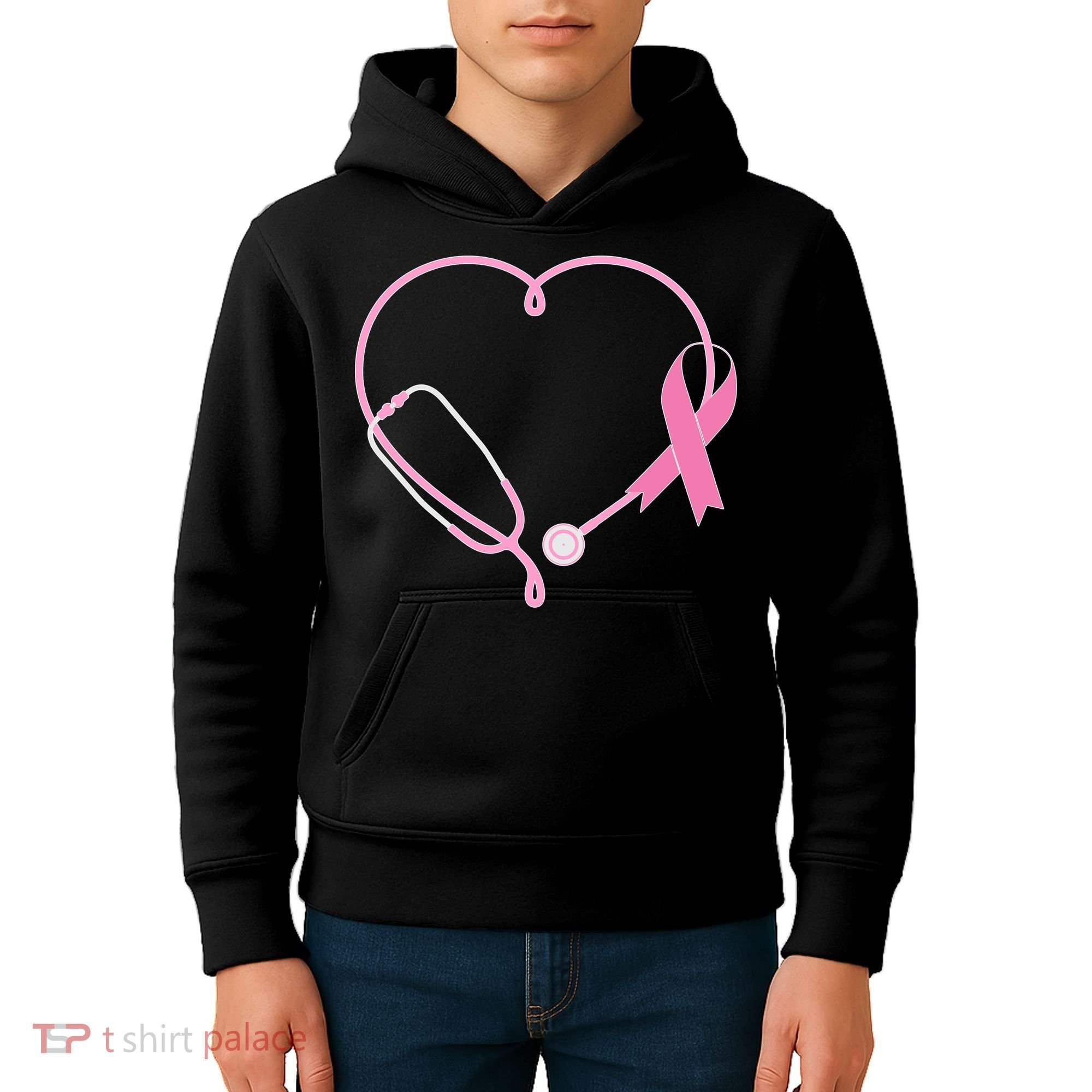 Breast Cancer Awareness Doctor Nurse Stethoscope Kids Hoodie