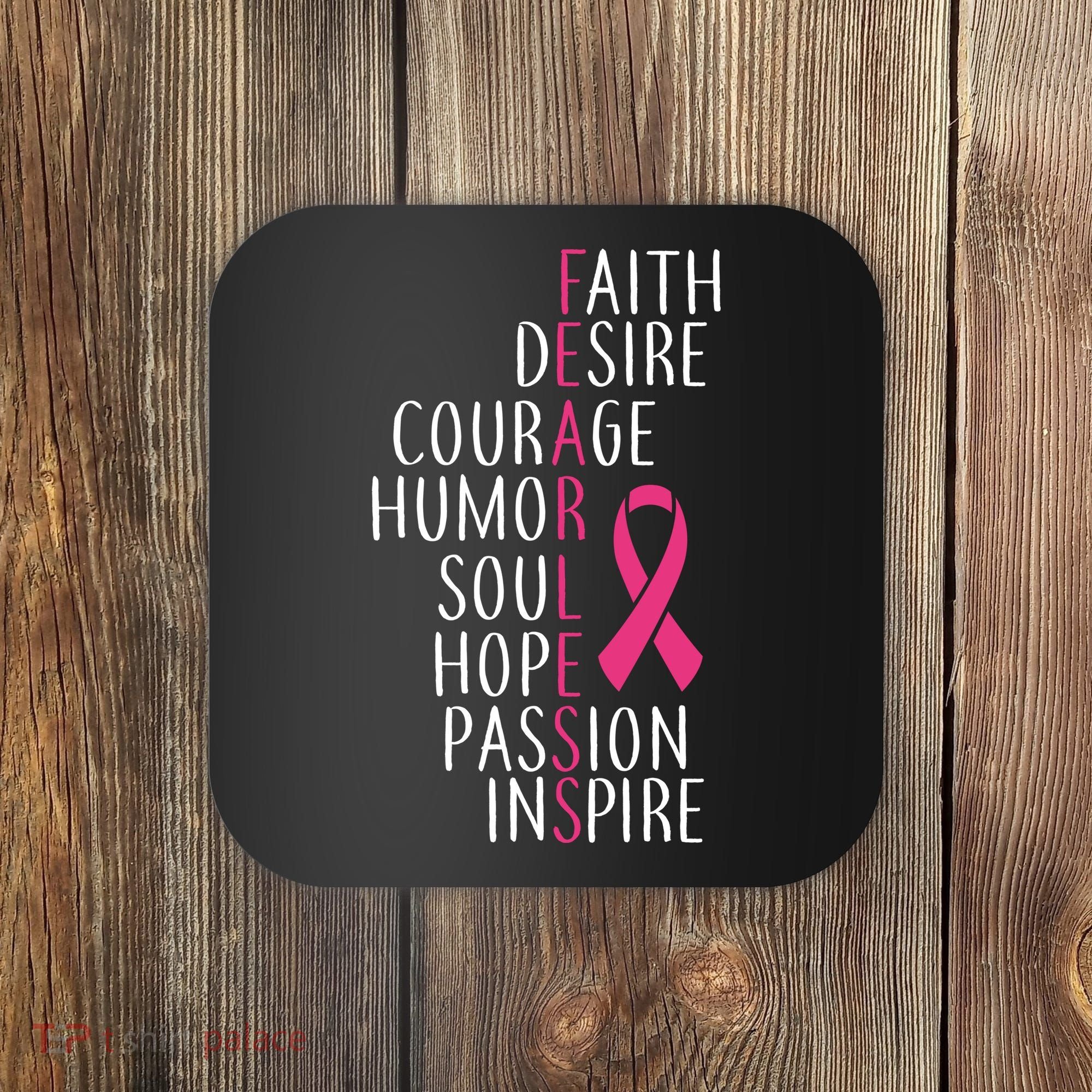 Breast Cancer Awareness Fearless Faith Coaster