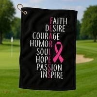 Breast Cancer Awareness Fearless Faith Golf Towel thumb 1