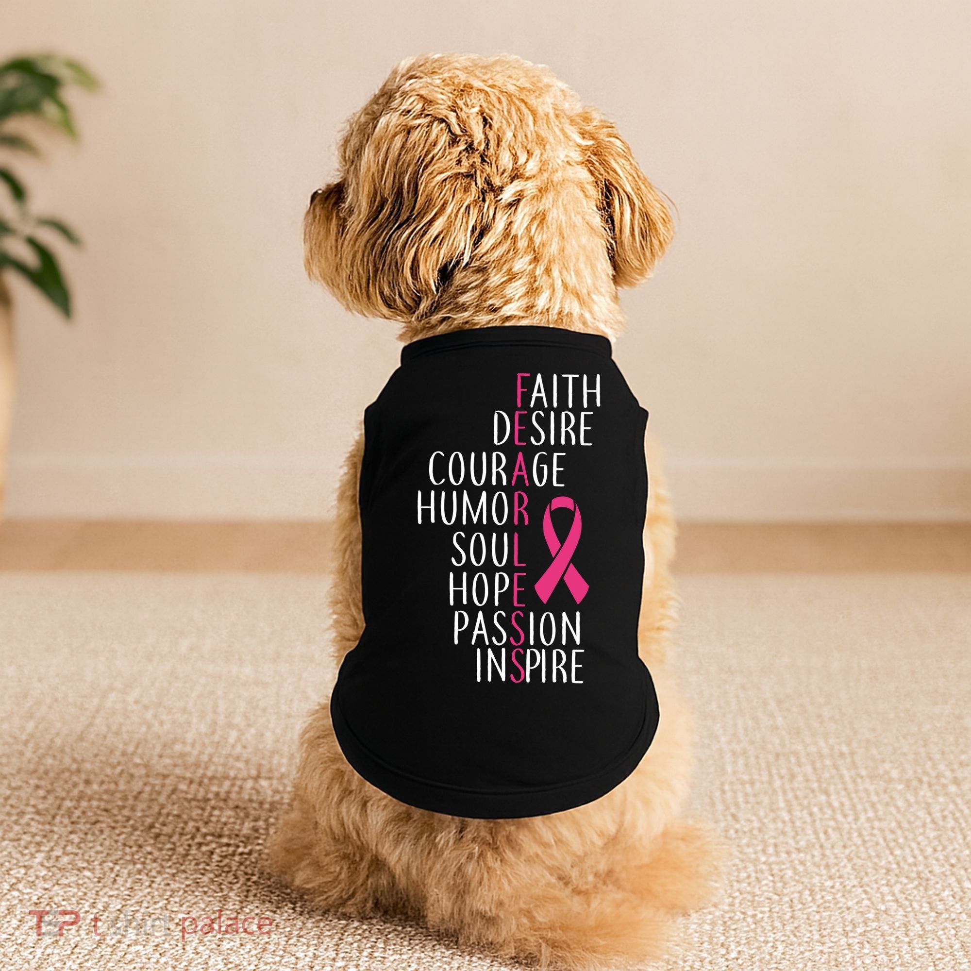 Breast Cancer Awareness Fearless Quote Doggie Tank