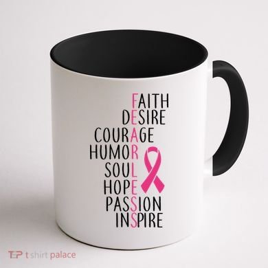 Breast Cancer Awareness Fearless Quote Coffee Mug back