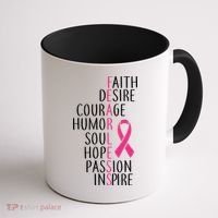 Breast Cancer Awareness Fearless Quote Coffee Mug thumb 1