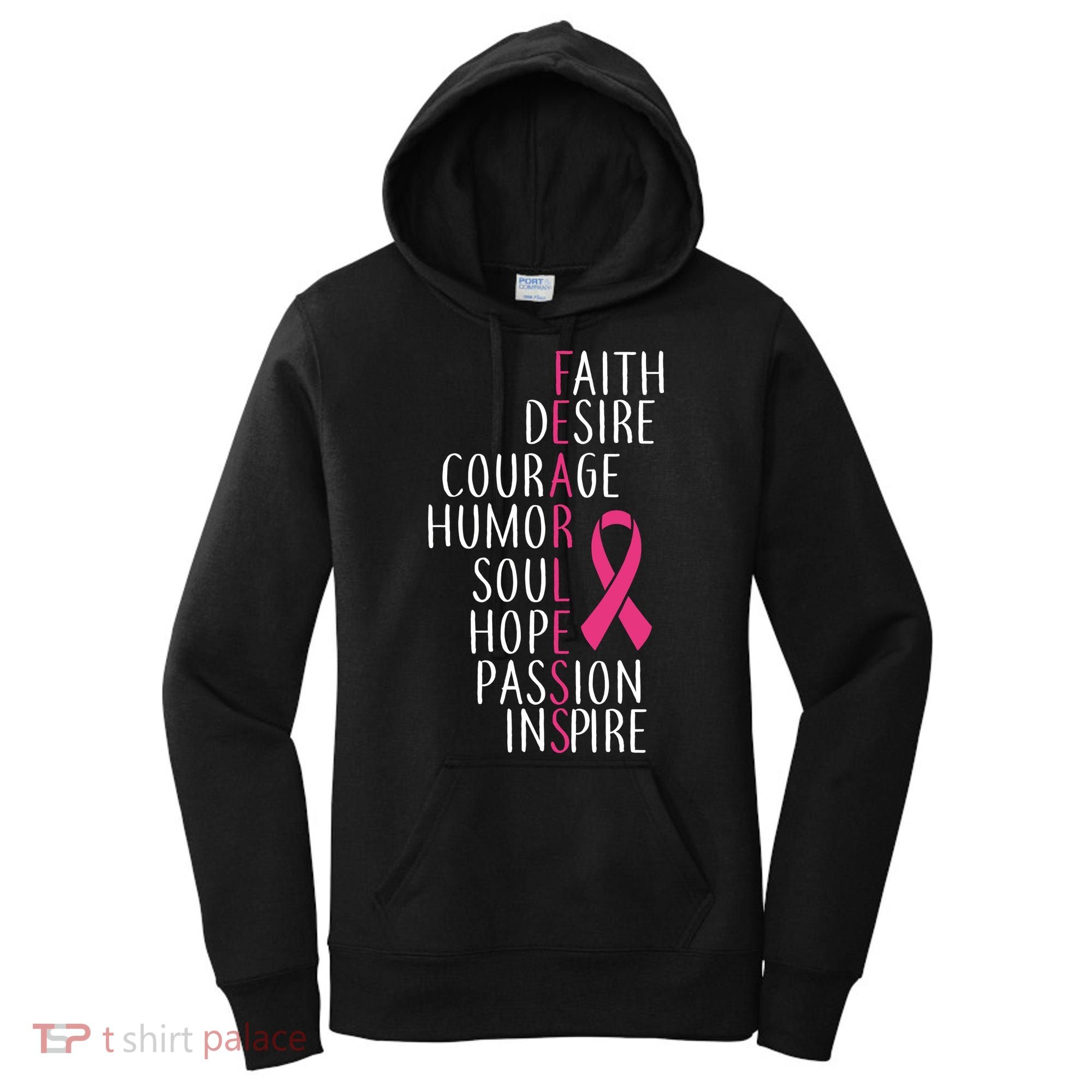Breast Cancer Awareness Fearless Quote Women's Hoodie