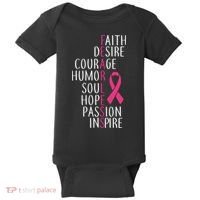Breast Cancer Awareness Fearless Quote Baby Bodysuit thumb 0
