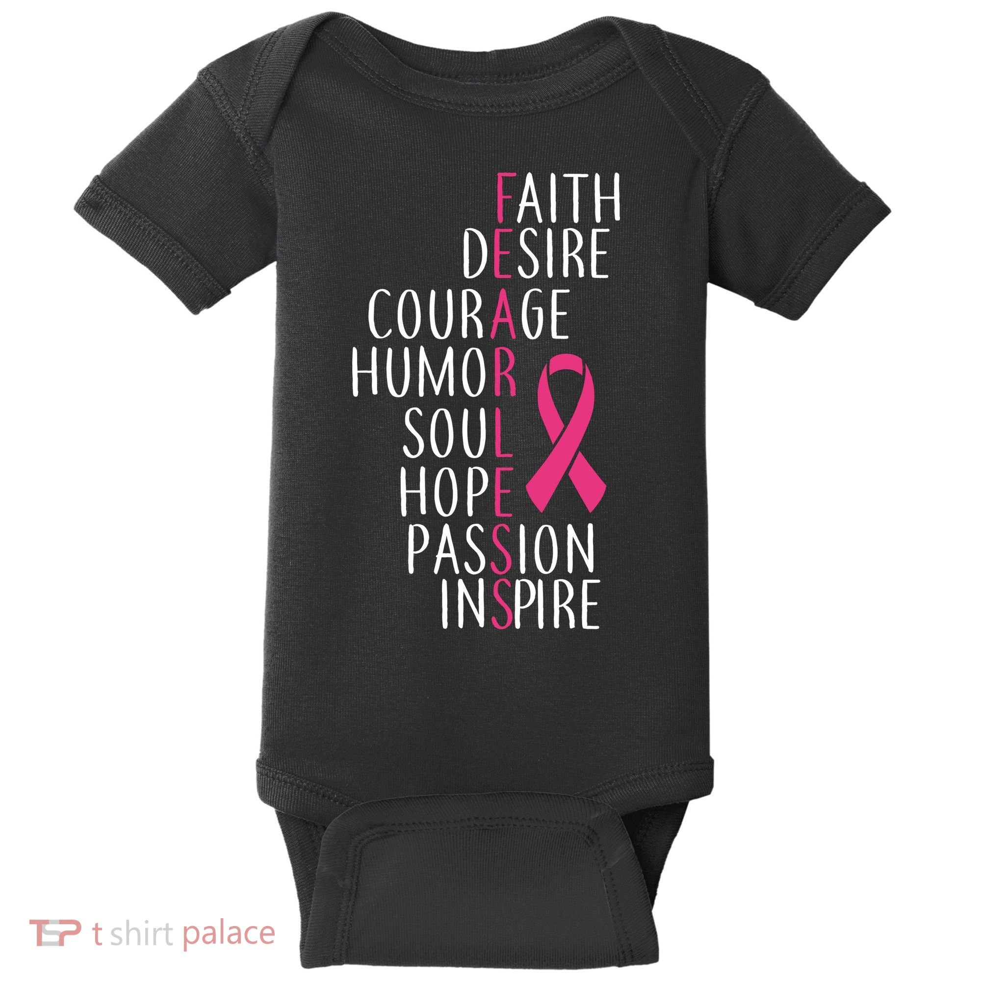 Breast Cancer Awareness Fearless Quote Baby Bodysuit