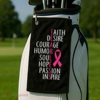 Breast Cancer Awareness Fearless Quote Golf Towel thumb 2