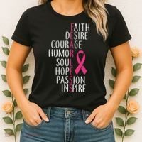 Breast Cancer Awareness Fearless Quote Women's T-Shirt thumb 2