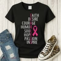 Breast Cancer Awareness Fearless Quote Women's T-Shirt thumb 3
