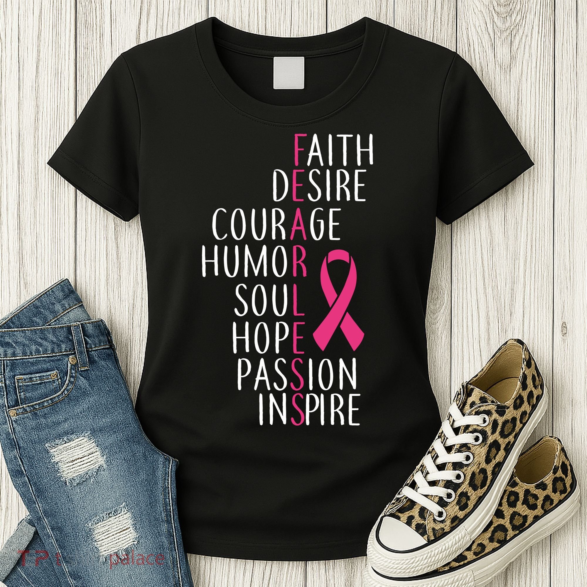 Breast Cancer Awareness Fearless Quote Women's T-Shirt