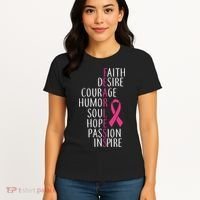 Breast Cancer Awareness Fearless Quote Women's T-Shirt thumb 4