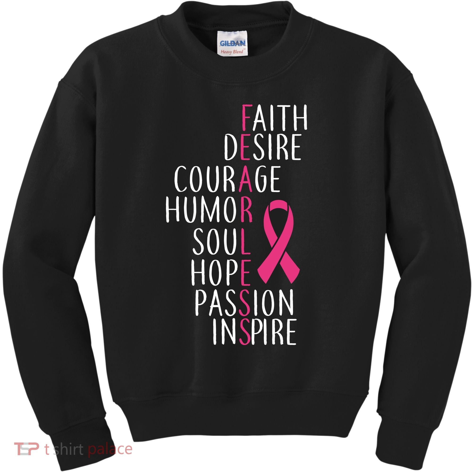 Breast Cancer Awareness Fearless Quote Kids Sweatshirt
