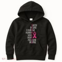 Breast Cancer Awareness Fearless Quote Kids Hoodie thumb 0