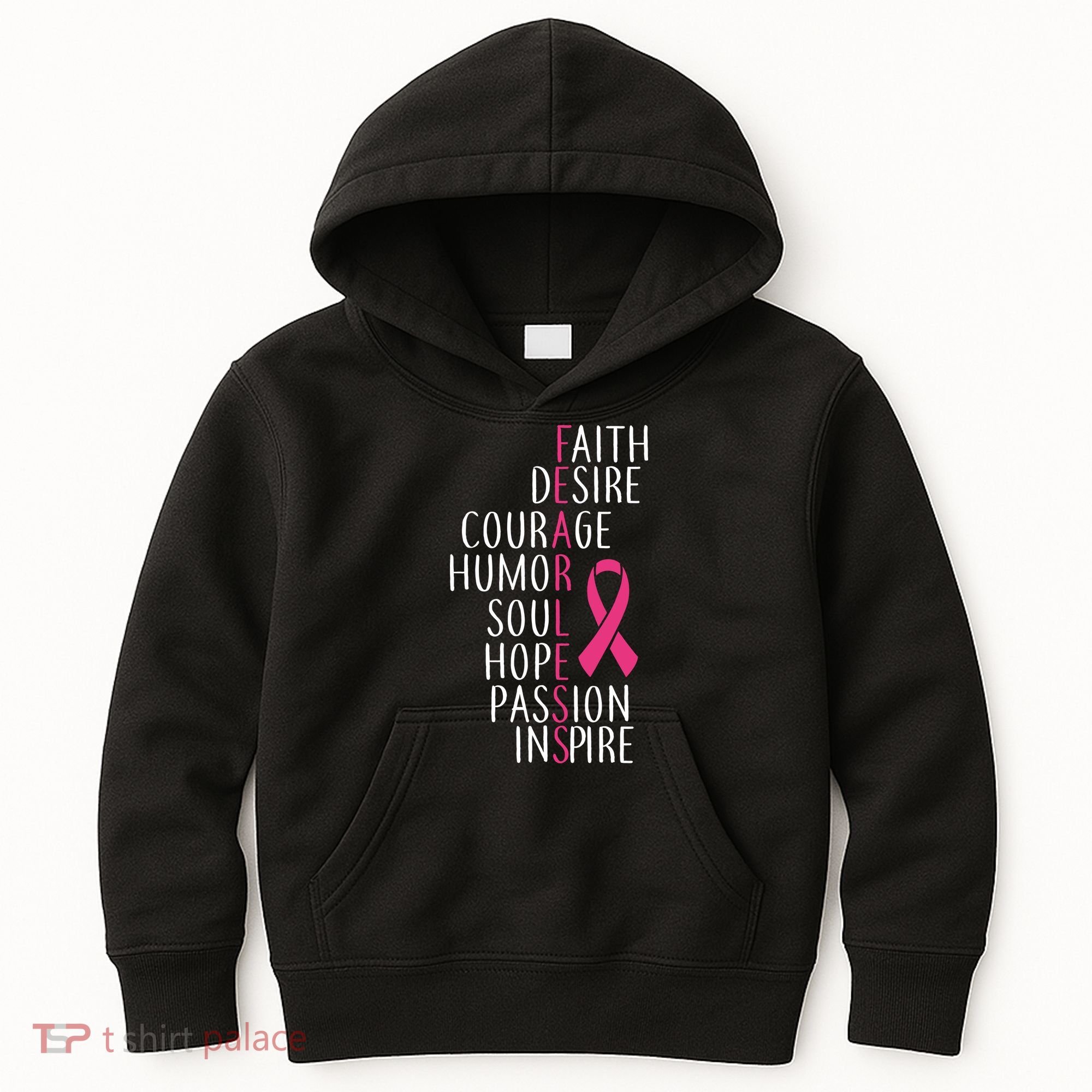 Breast Cancer Awareness Fearless Quote Kids Hoodie