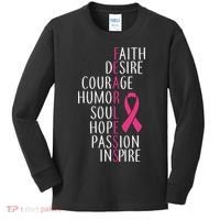 Breast Cancer Awareness Fearless Quote Kids Long Sleeve Shirt thumb 0