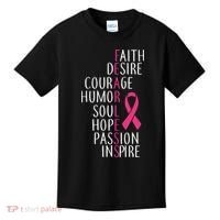 Breast Cancer Awareness Fearless Quote Kids T-Shirt thumb 0