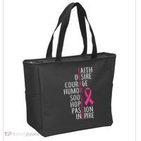 Breast Cancer Awareness Fearless Quote Tote Bag thumb 2