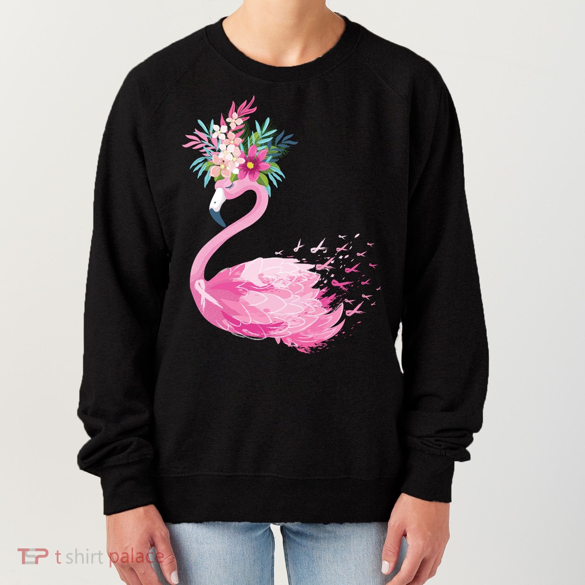 Breast Cancer Awareness Flamingo Floral Women's Sweatshirt