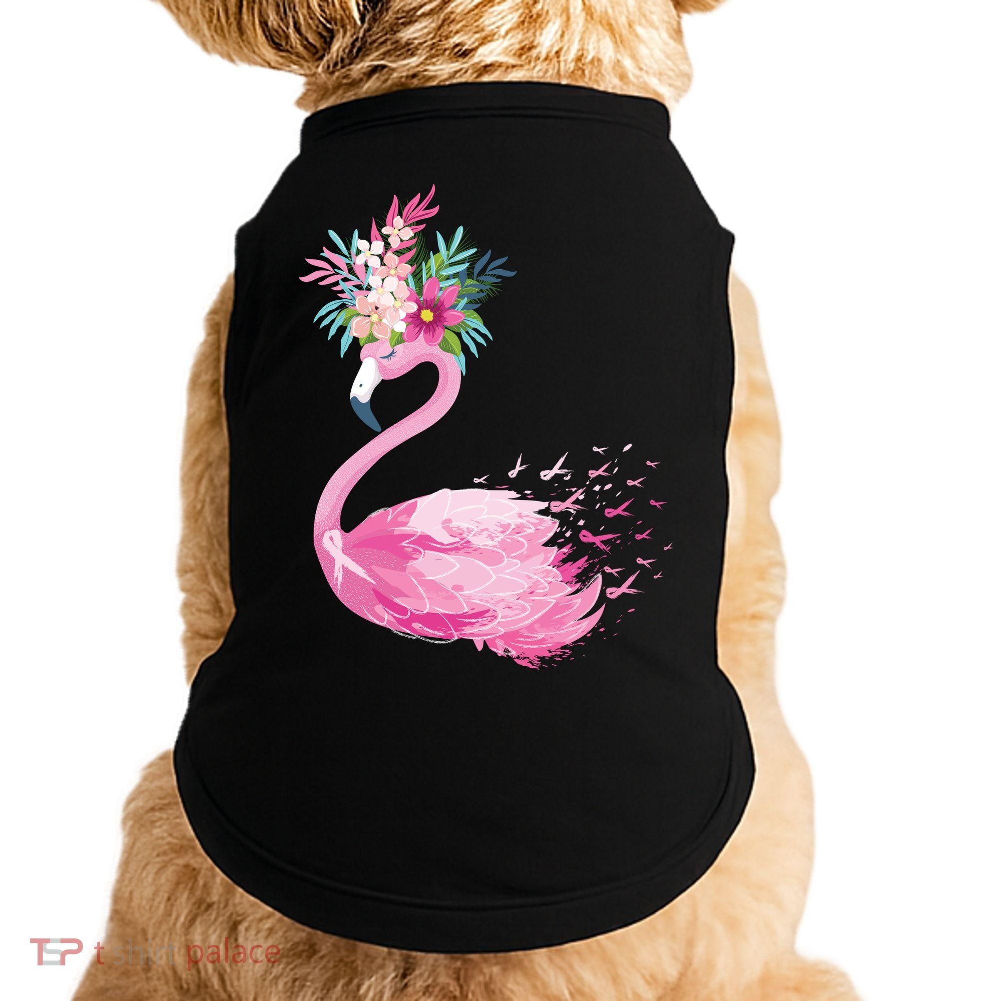 Breast Cancer Awareness Flamingo Floral Doggie Tank