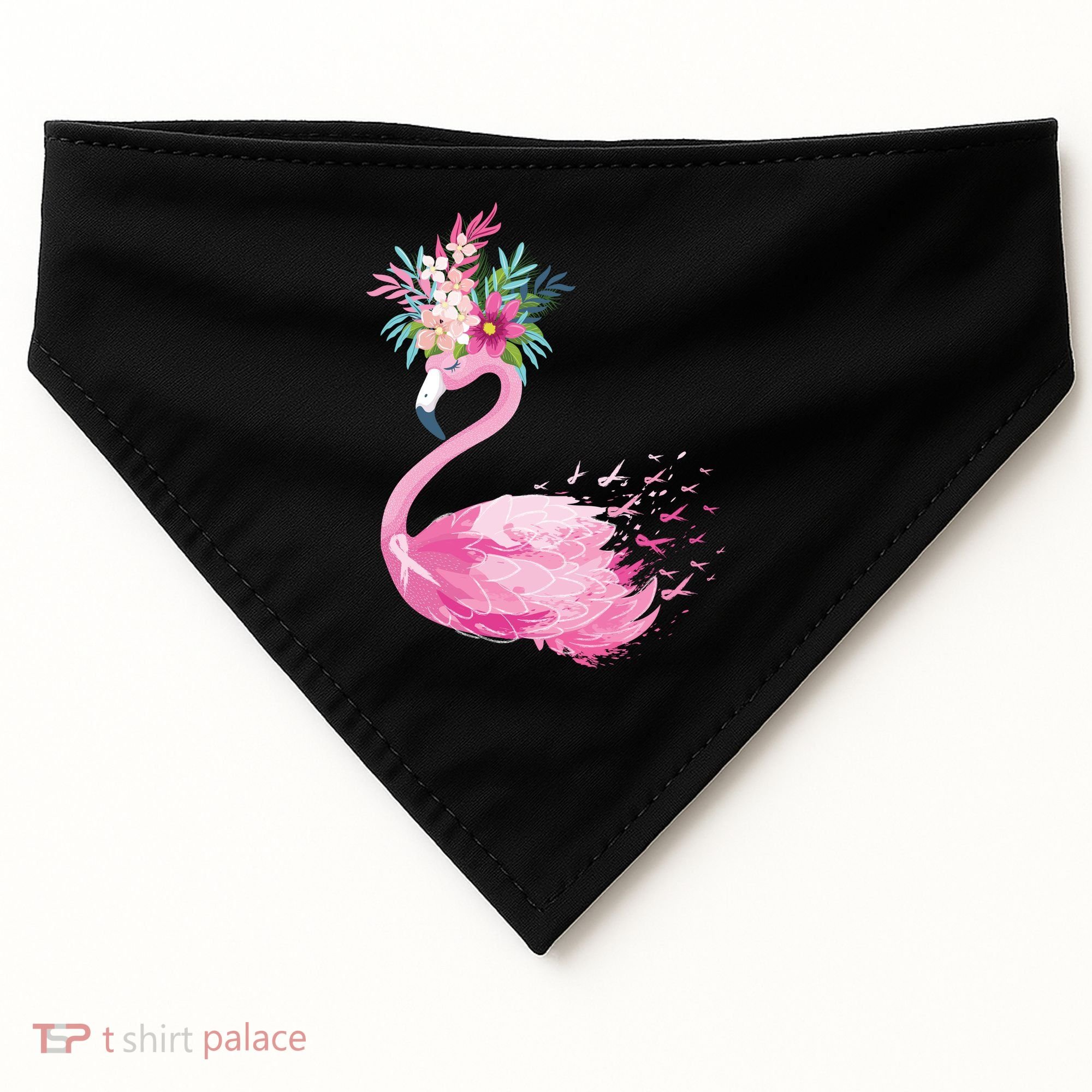 Breast Cancer Awareness Flamingo Floral USA-Made Doggie Bandana