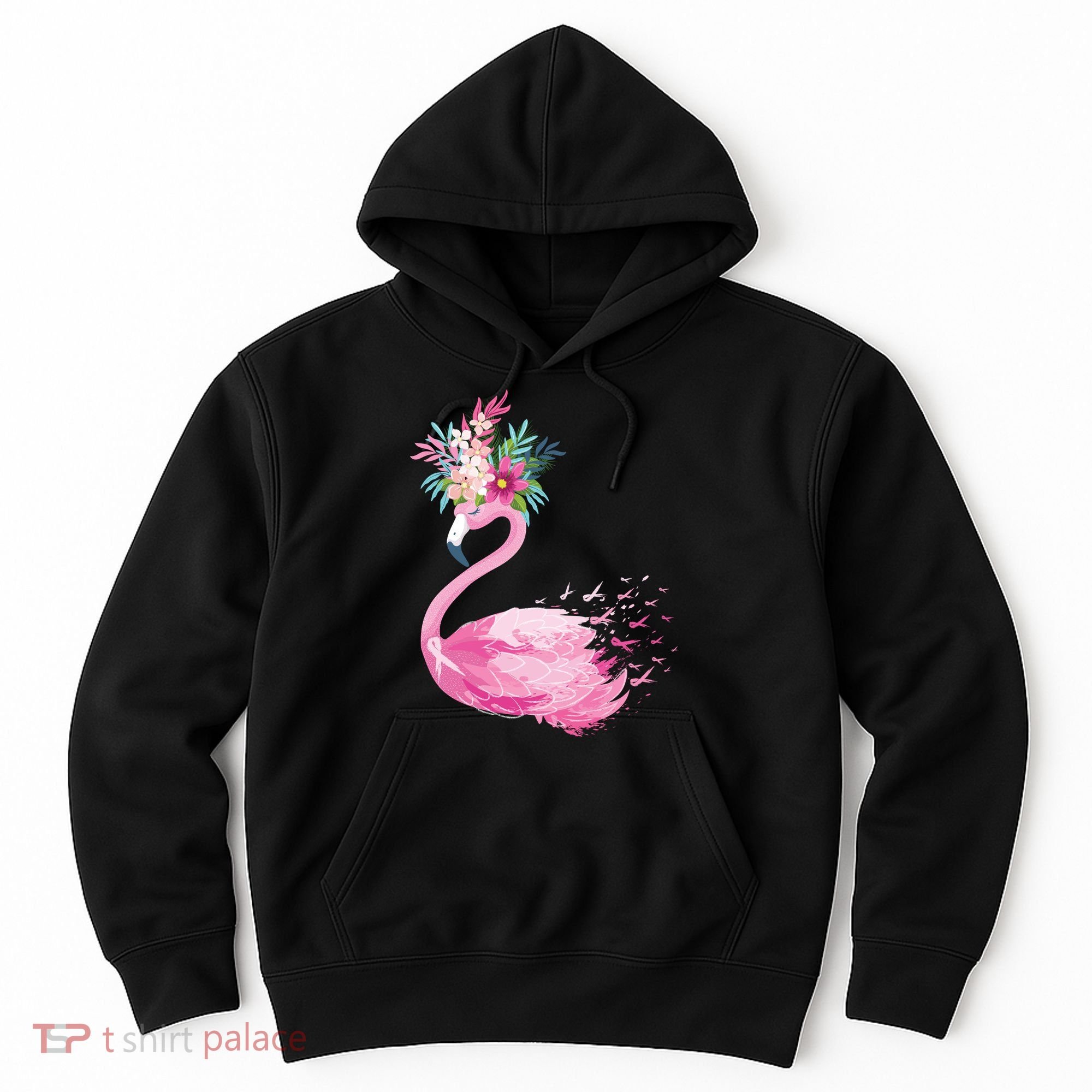 Breast Cancer Awareness Flamingo Floral Hoodie