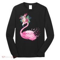 Breast Cancer Awareness Flamingo Floral Long Sleeve Shirt thumb 0