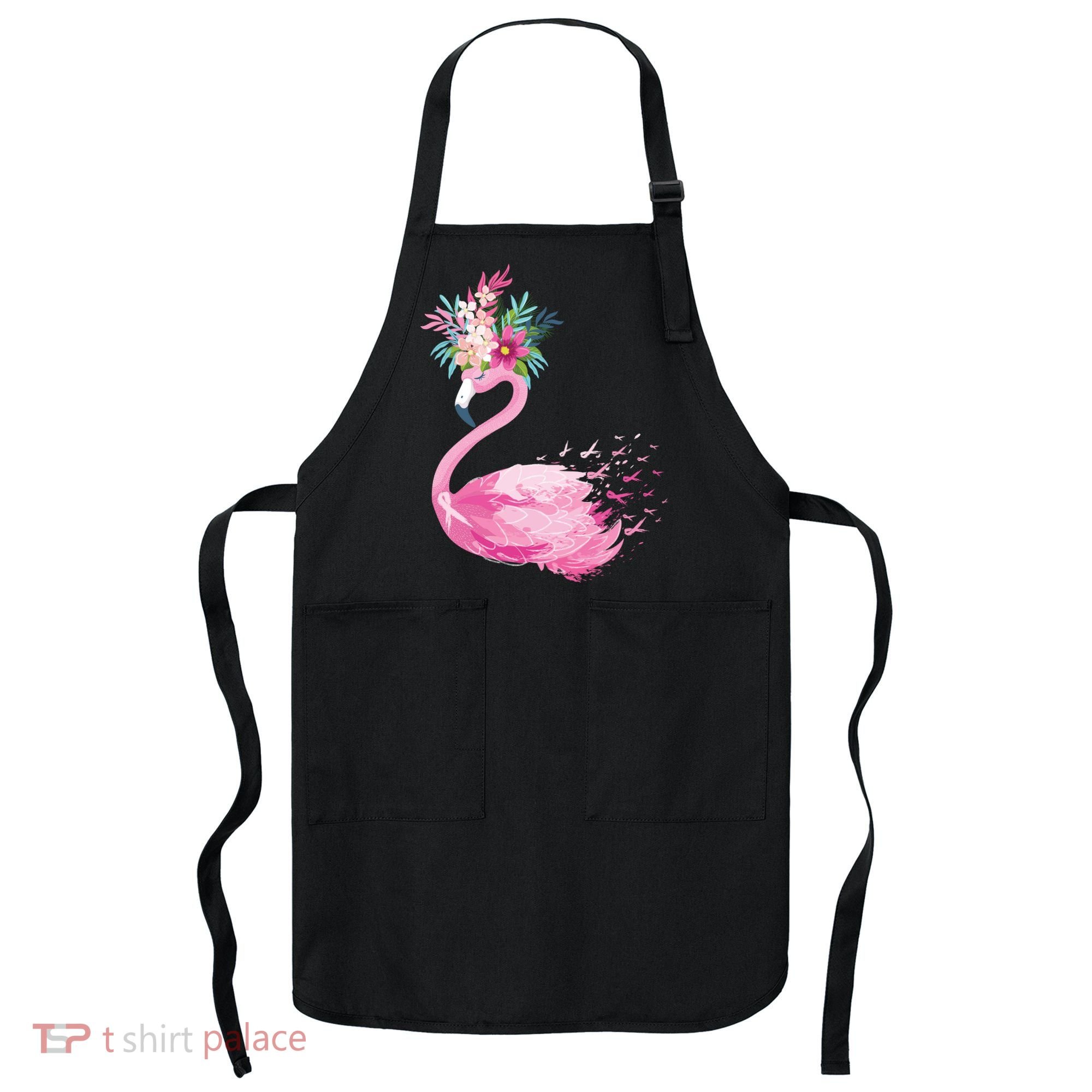 Breast Cancer Awareness Flamingo Floral Apron