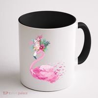 Breast Cancer Awareness Flamingo Floral Coffee Mug thumb 1