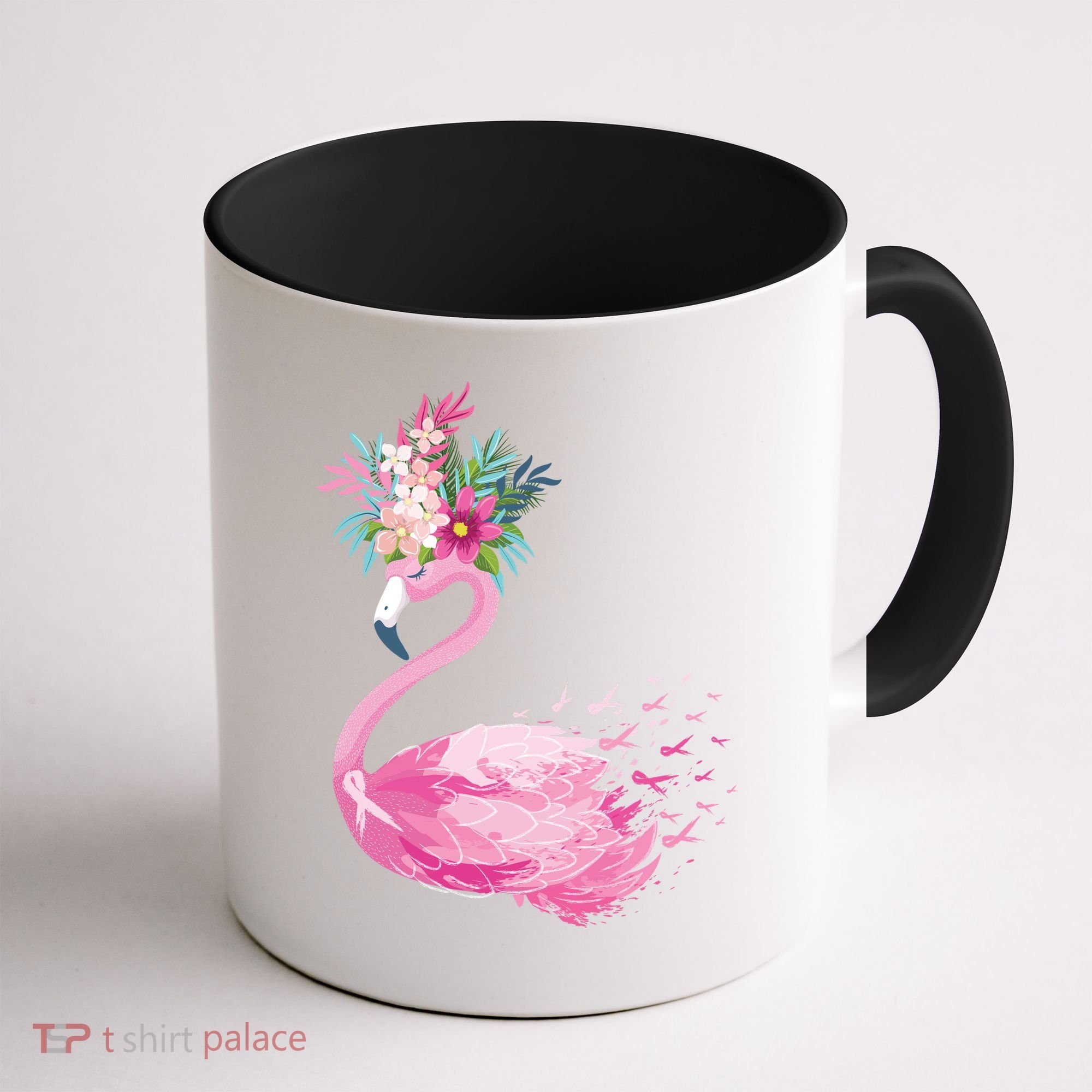 Breast Cancer Awareness Flamingo Floral Coffee Mug