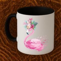 Breast Cancer Awareness Flamingo Floral Coffee Mug thumb 2