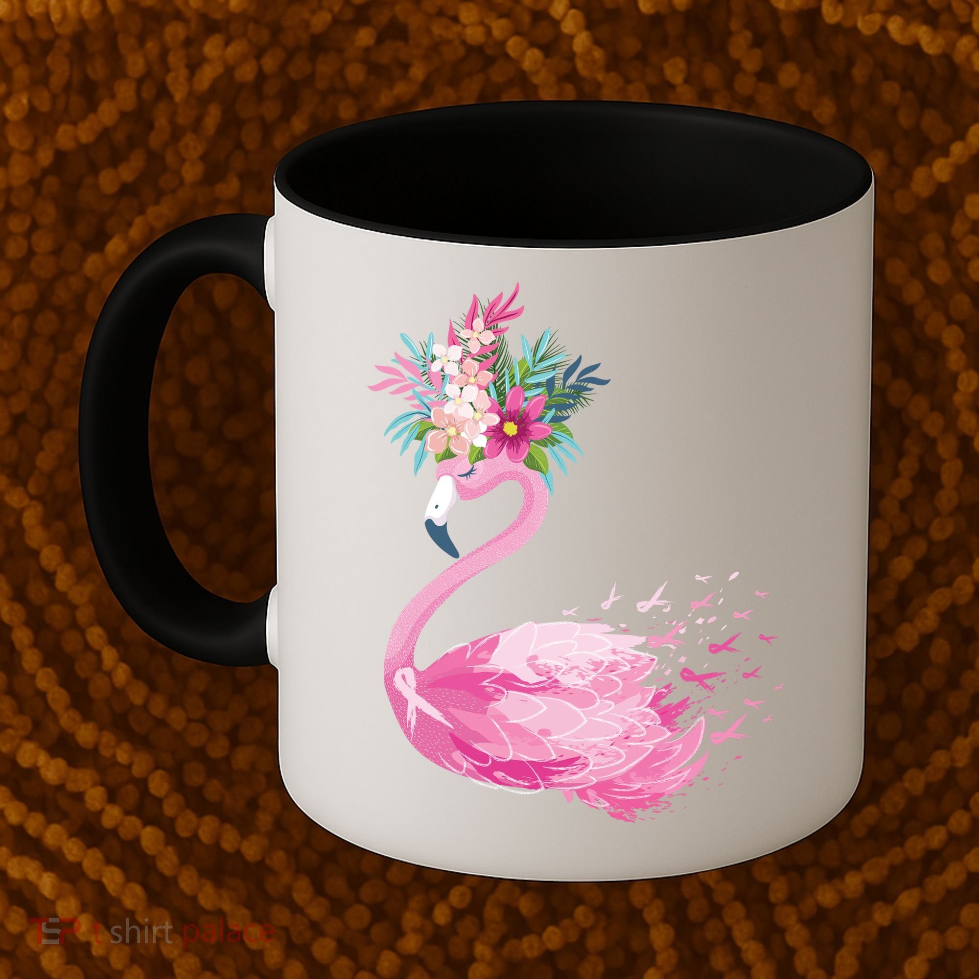 Breast Cancer Awareness Flamingo Floral Coffee Mug