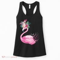 Breast Cancer Awareness Flamingo Floral Women's Tank Top thumb 0