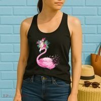 Breast Cancer Awareness Flamingo Floral Women's Tank Top thumb 2
