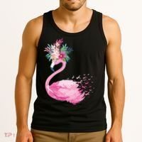 Breast Cancer Awareness Flamingo Floral Tank Top thumb 3