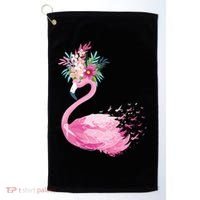 Breast Cancer Awareness Flamingo Floral Golf Towel thumb 0