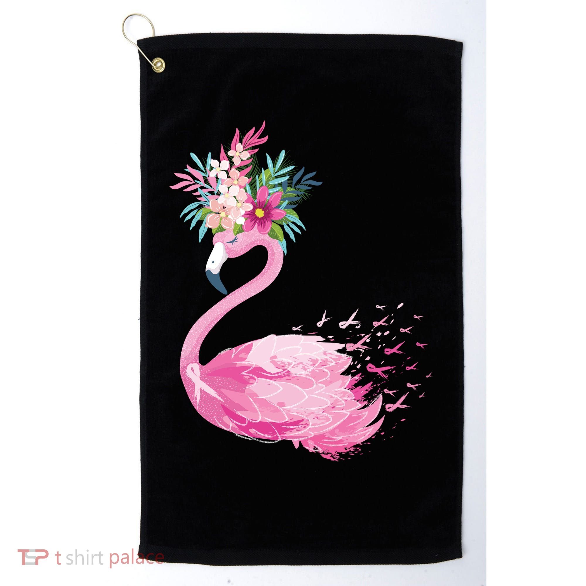 Breast Cancer Awareness Flamingo Floral Golf Towel