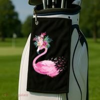 Breast Cancer Awareness Flamingo Floral Golf Towel thumb 2