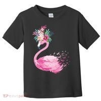 Breast Cancer Awareness Flamingo Floral Toddler T-Shirt thumb 0