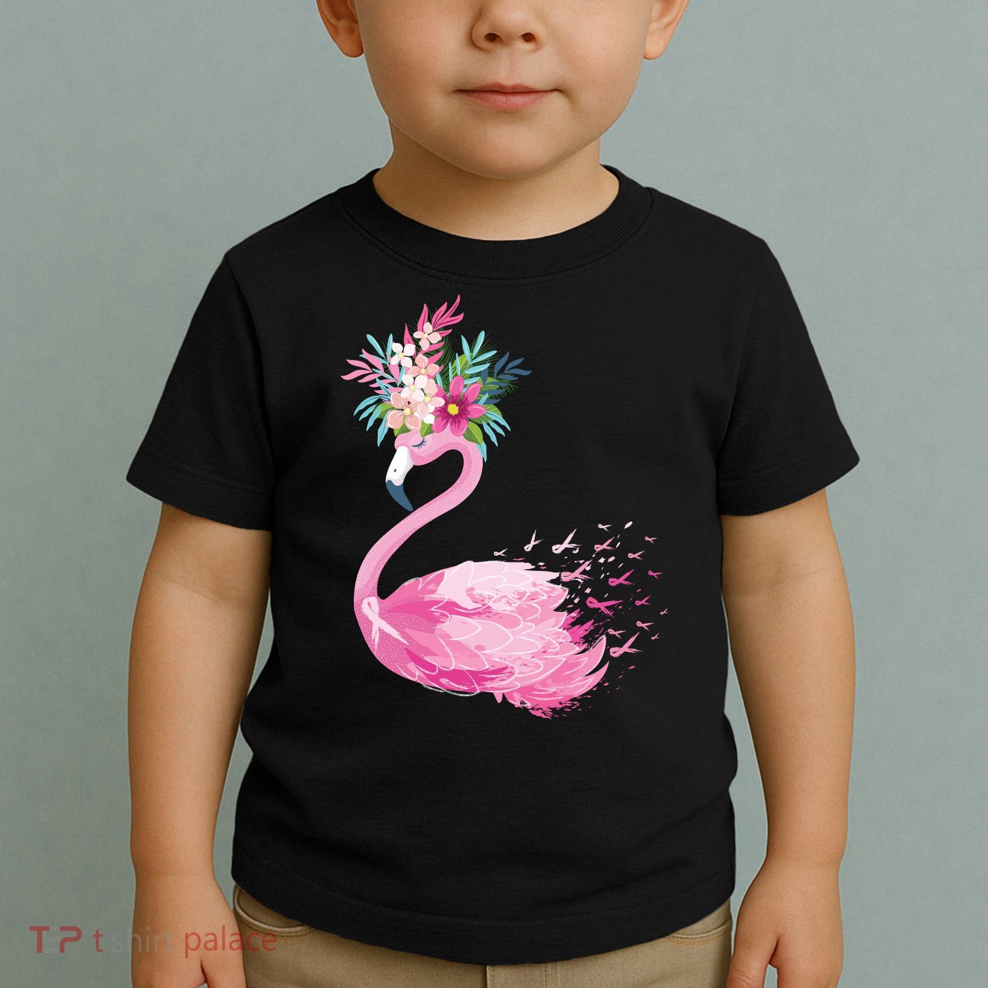 Breast Cancer Awareness Flamingo Floral Toddler T-Shirt