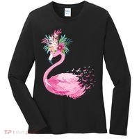 Breast Cancer Awareness Flamingo Floral Women's Long Sleeve Shirt thumb 0