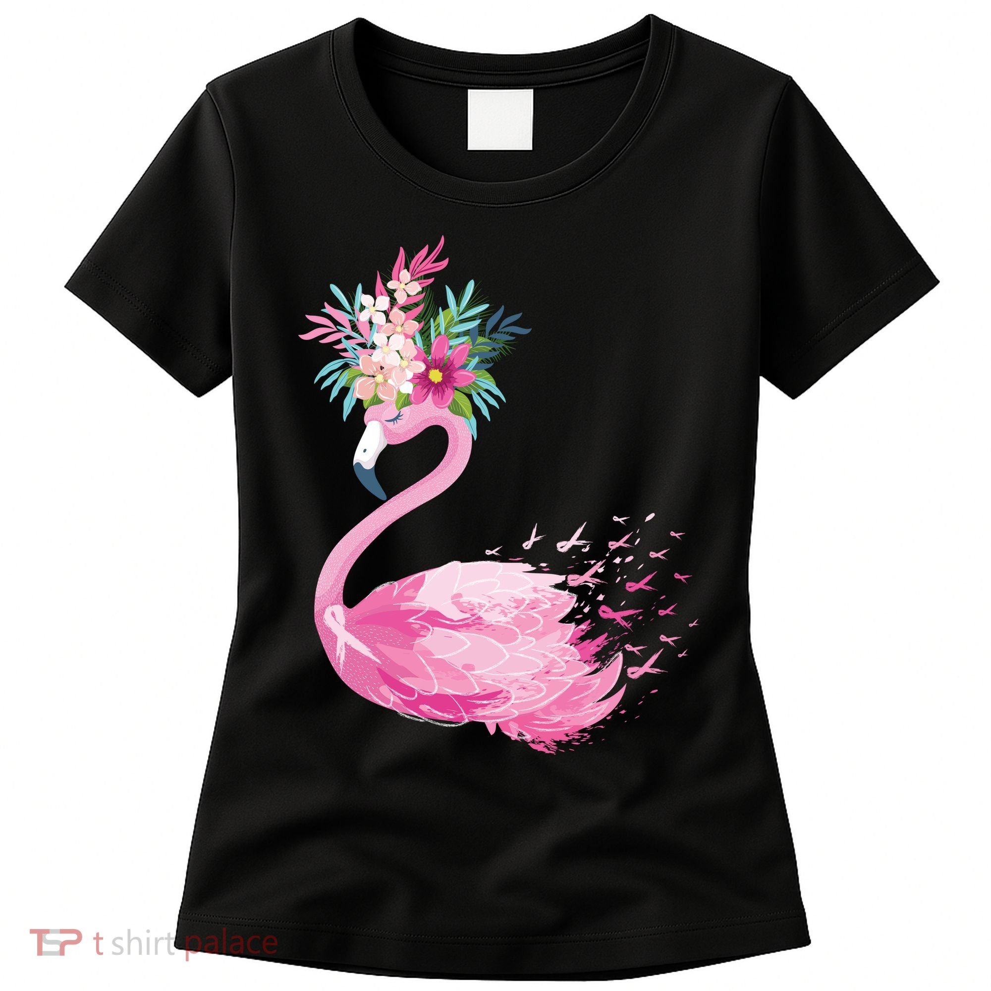Breast Cancer Awareness Flamingo Floral Women's T-Shirt